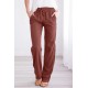 Orange Drawstring Elastic Waist Pockets Long Straight Legs Pants