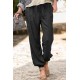 Black Drawstring Elastic Waist Pull-on Casual Pants with Pockets