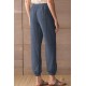 Blue Drawstring Elastic Waist Pull-on Casual Pants with Pockets