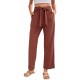 Red Elastic Waist Drawstring Wide Leg Pants