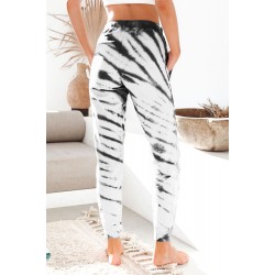 White Pocketed Tie-dye Print Joggers