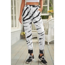 White Pocketed Tie-dye Print Joggers