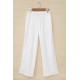 White Drawstring Waist Crinkled Wide Leg Pants