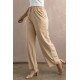 Khaki Drawstring Waist Crinkled Wide Leg Pants