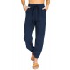 Blue Drawstring Elastic Waist Joggers with Pockets