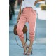 Pink Casual Pocketed Elastic Waist Joggers