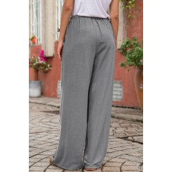 Gray Casual Wide Legs Pants with Pockets