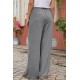 Gray Casual Wide Legs Pants with Pockets