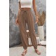 Brown Casual Drawstring High Waist Pockets Joggers