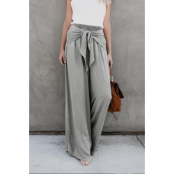 Gray Tie Knot Wide Leg Pants