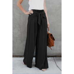 Black Tie Knot Wide Leg Pants