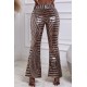 Brown Sequin Wide Leg Pants