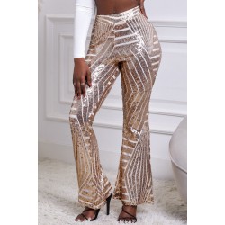 Apricot Sequin Wide Leg Pants