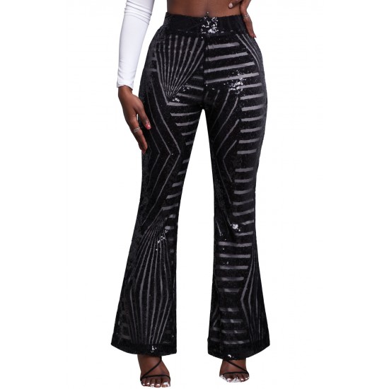 Black Sequin Wide Leg Pants