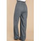 Gray Casual High Rise Paperbag Waist Wide Leg Pants