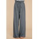 Gray Casual High Rise Paperbag Waist Wide Leg Pants