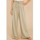 Khaki Casual High Rise Paperbag Waist Wide Leg Pants