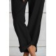 Black Loose Drawstring Waist Knit Pants with Pockets