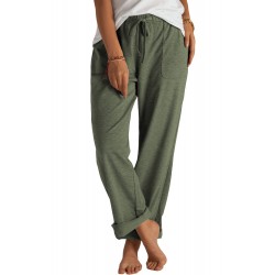 Green Khaki Loose Drawstring Waist Knit Pants with Pockets