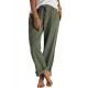 Green Khaki Loose Drawstring Waist Knit Pants with Pockets