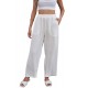 White Elastic Waist Pocketed Wide Leg Pants