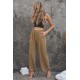 Elastic Waist Pocketed Wide Leg Pants