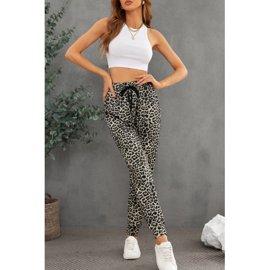 Leopard Print High Waist Slim-fit Pants