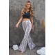 Snakeskin Print Wide Legs Pants