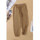 Khaki Elastic Waist Jogger Pants with Pocket