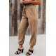 Khaki Elastic Waist Jogger Pants with Pocket