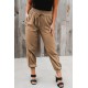 Khaki Elastic Waist Jogger Pants with Pocket