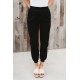 Black Elastic Waist Jogger Pants with Pocket