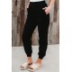 Black Elastic Waist Jogger Pants with Pocket