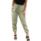 Green Elastic Waist Jogger Pants with Pocket