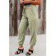 Green Elastic Waist Jogger Pants with Pocket