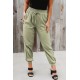 Green Elastic Waist Jogger Pants with Pocket