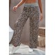 Leopard Print Drawstring Waist Wide Leg Pants