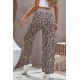 Leopard Print Drawstring Waist Wide Leg Pants