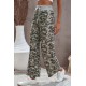 Camouflage Print Drawstring Waist Wide Leg Pants