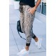 Leopard Print Drawstring Joggers with Side Pocket