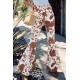 Brown Cow Print High Waisted Flared Pants