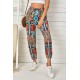 Aztec Leopard Patchwork High Waist Slim-fit Pants