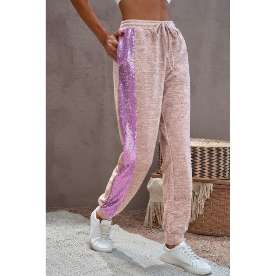 Purple Stripe Sequin Jogger Pants