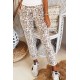 Leopard Raw Hem Straight Legs Pants