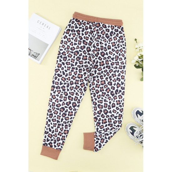 Leopard Print Elastic Waist Jogger Pants