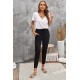 Black Pocketed Drawstring Casual Pants