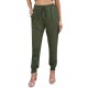 Army Green Pocketed Drawstring Casual Pants