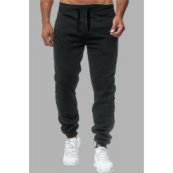 Gray Drawstring Elastic Waist Men's Casual Joggers