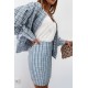 Sky Blue  High Waist Tweed Plaid Mini Skirt