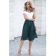 Green Fashion Print Side Slit Pleated Maxi Skirt